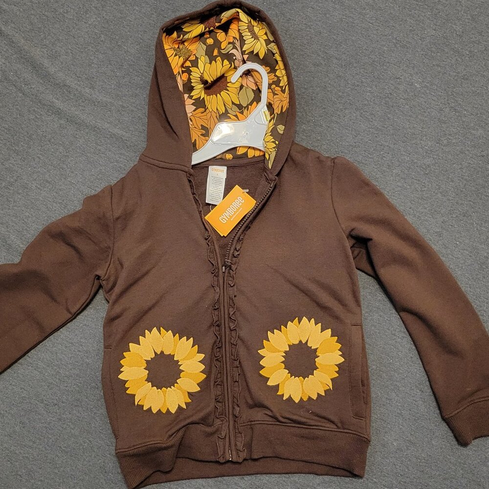 Girls hoodie, Gymboree, brown and yellow, size 8, new with tags